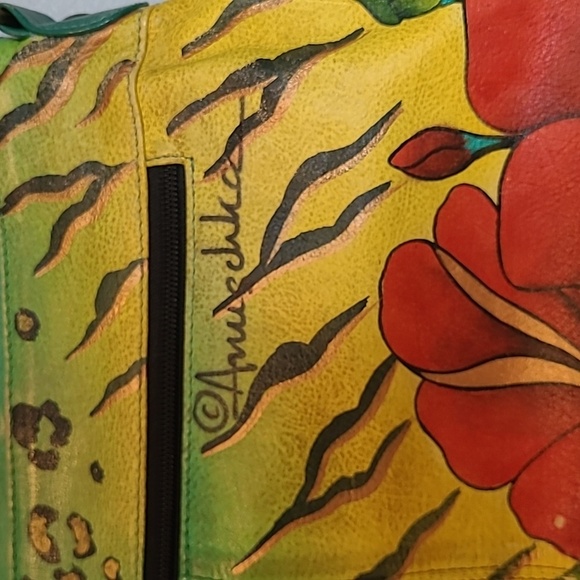 Anuschka Vibrant Hand-painted Leather Crossbody Bag Art-to-wear Boho Unique - Picture 11 of 16